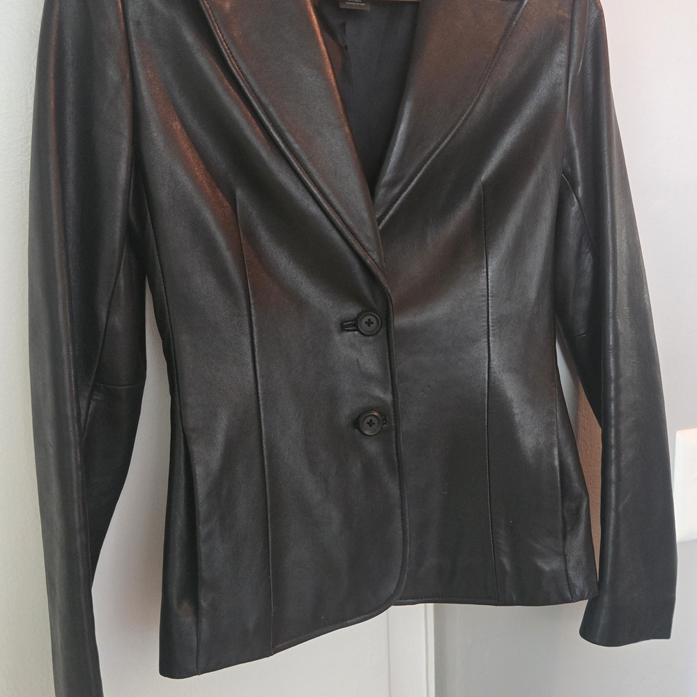 Frenchi Black Leather Blazer